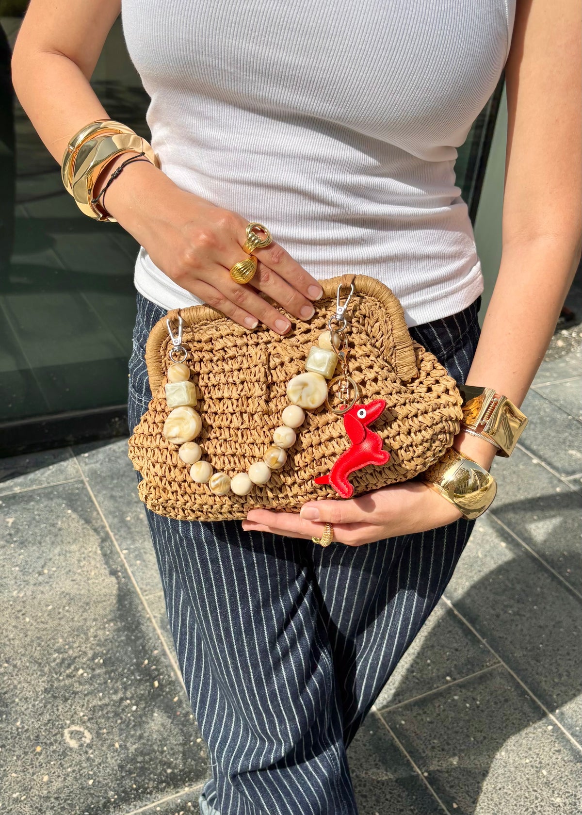Caitlyn Straw Pouch Bag