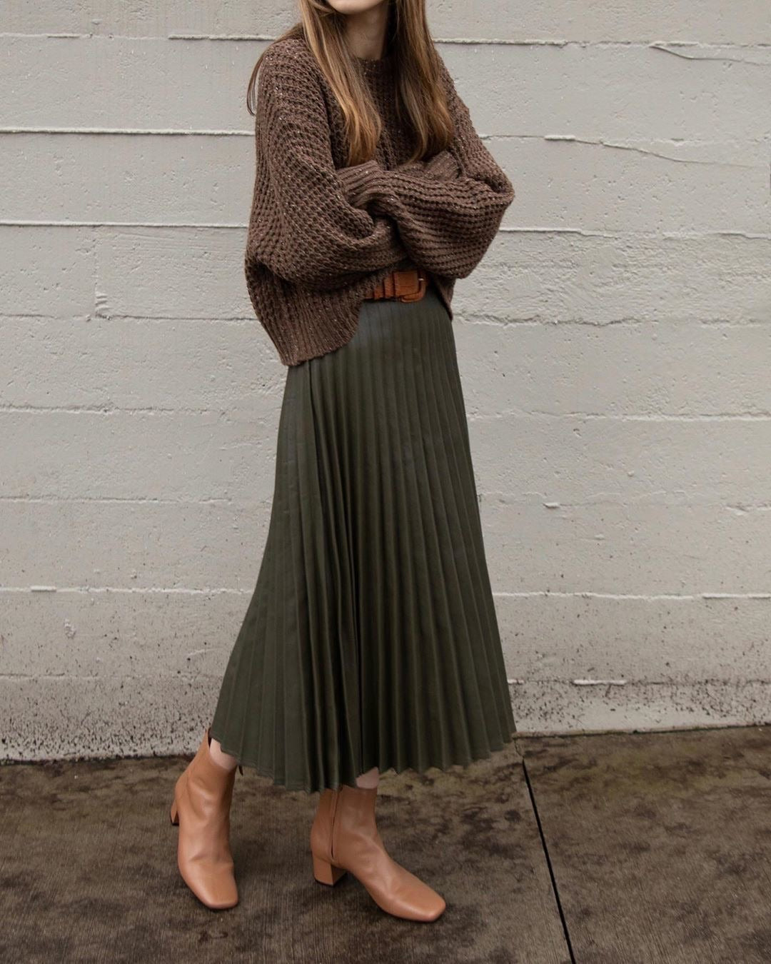 Natasha Pleated Satin Skirt