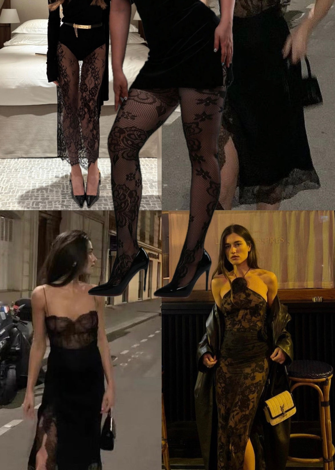 Larie Lace Black Tights