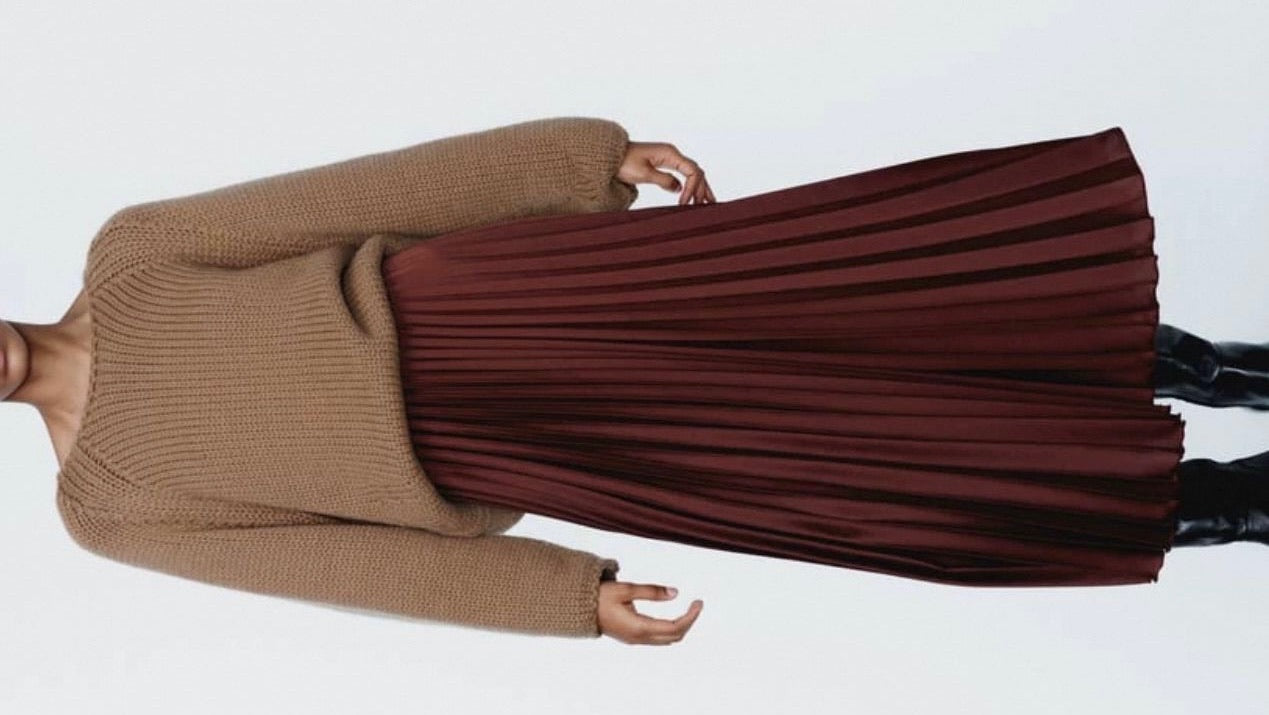 Natasha Pleated Satin Skirt