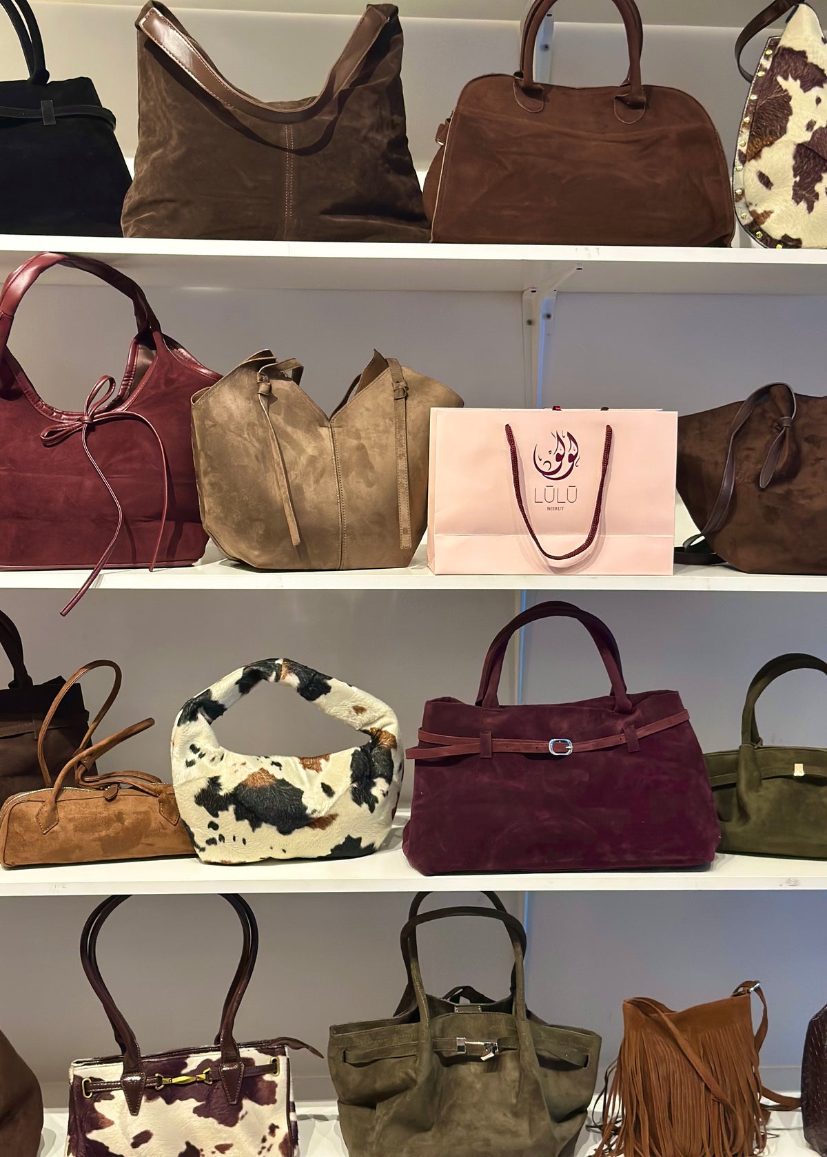 Clea Cinammon Cow Print Bag