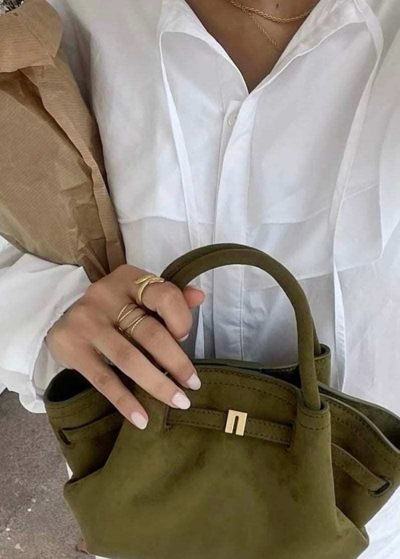 Lina Olive Suede Bag