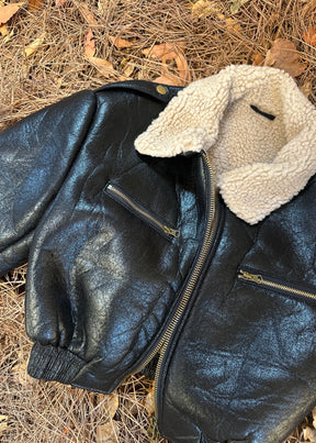 Black Teddy Bomber Jacket