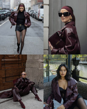 Lisette Burgundy Leather Jacket