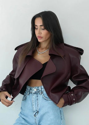 Lisette Burgundy Leather Jacket