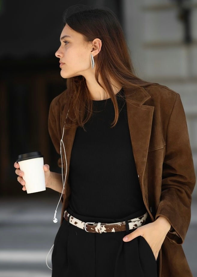 Stella Cow Print Leather Belt