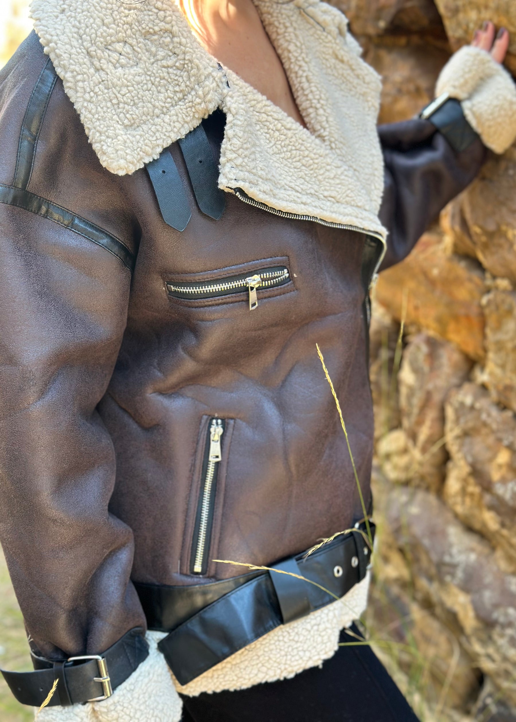 Chocolate Oversized Teddy Jacket