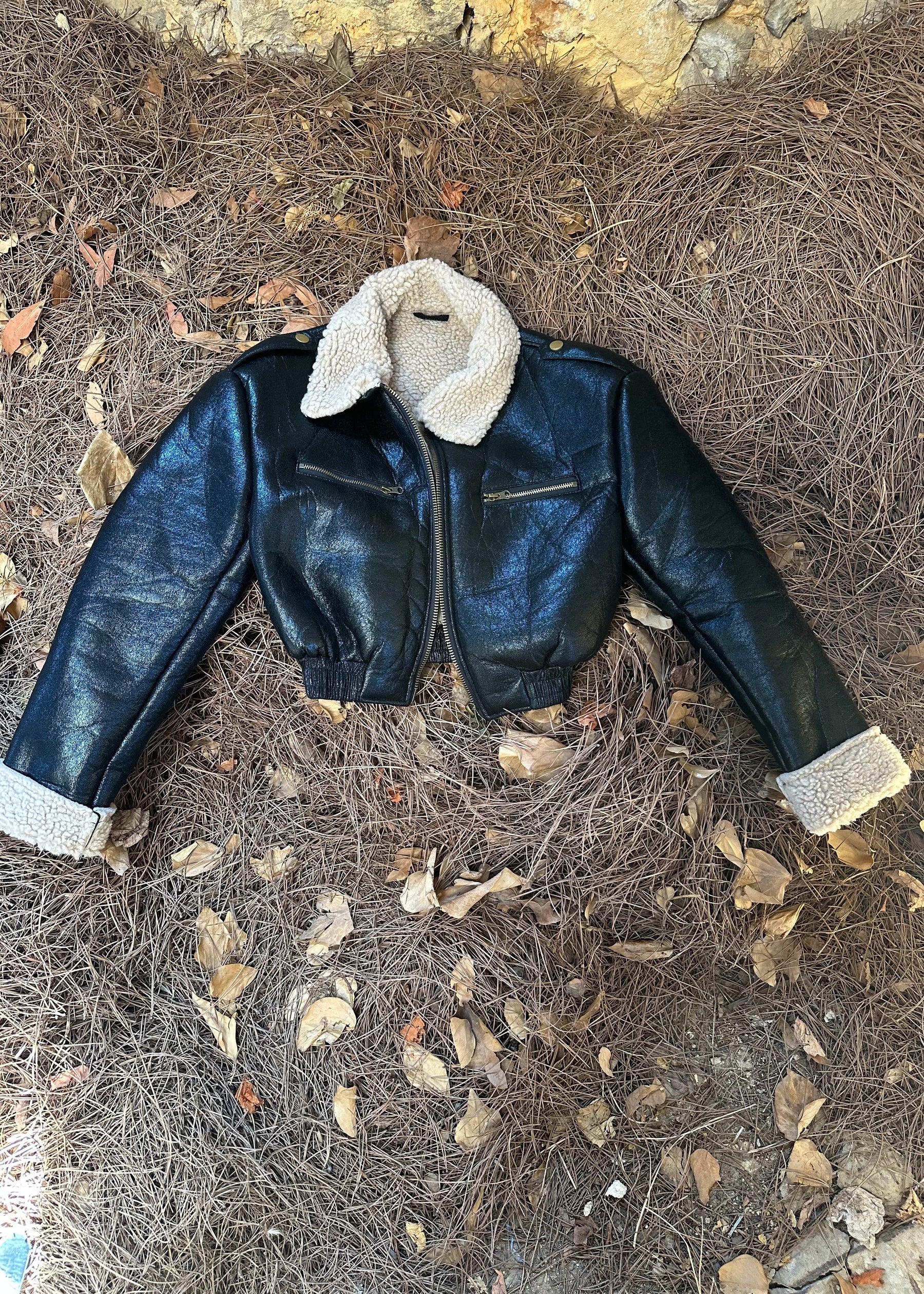 Black Teddy Bomber Jacket