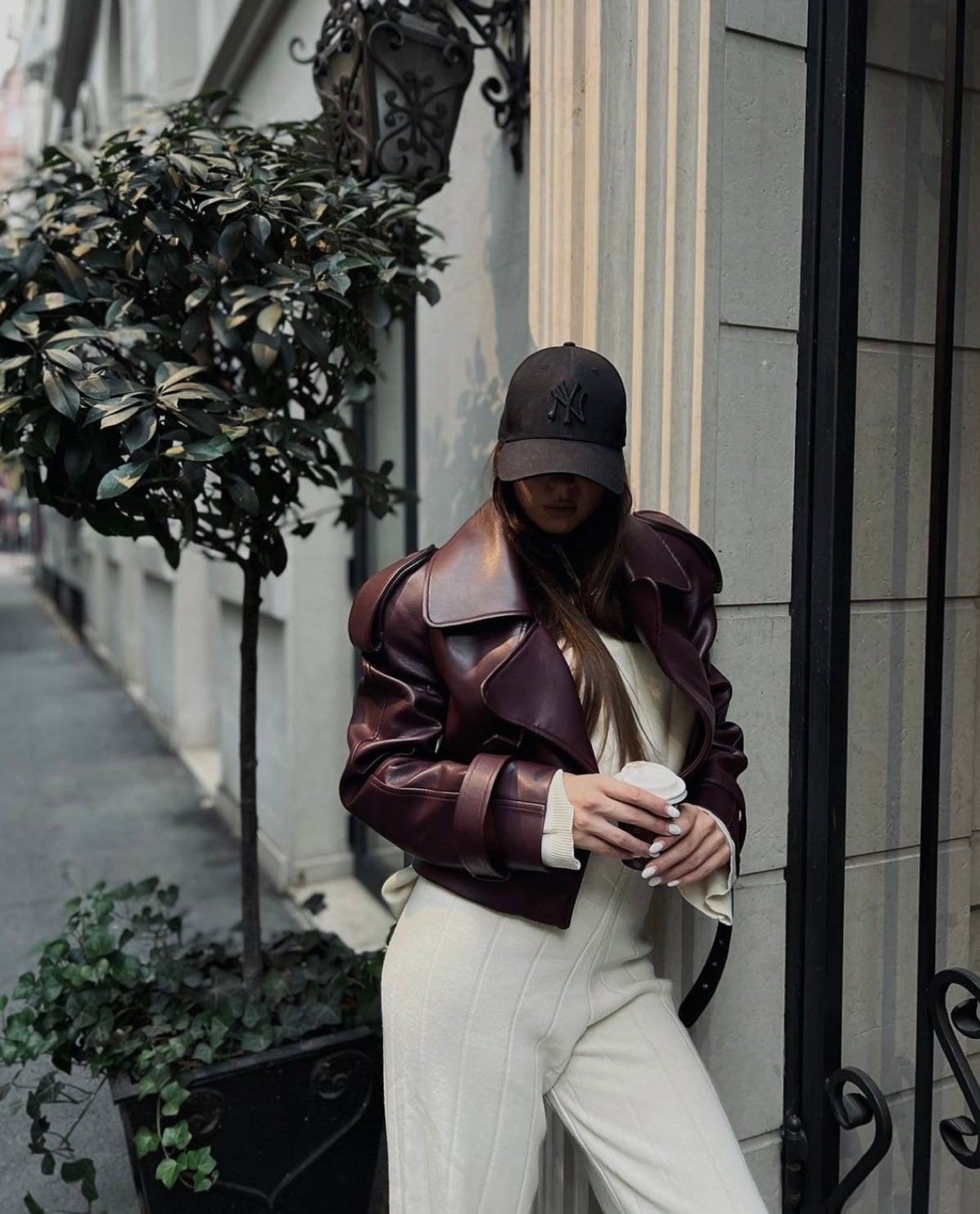 Lisette Burgundy Leather Jacket