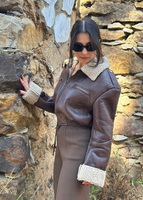 Walnut Teddy Bomber Jacket