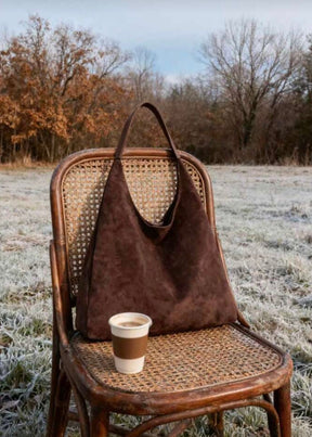 Brielle Biscotti Suede Bag