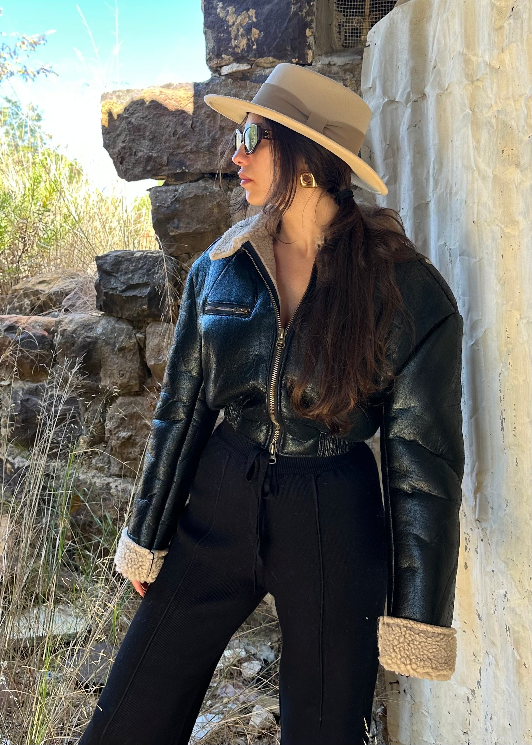 Black Teddy Bomber Jacket