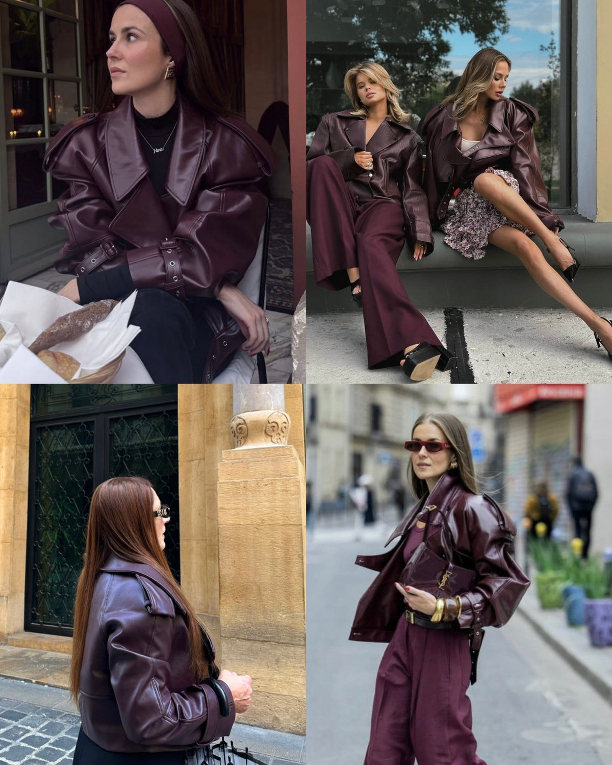 Lisette Burgundy Leather Jacket