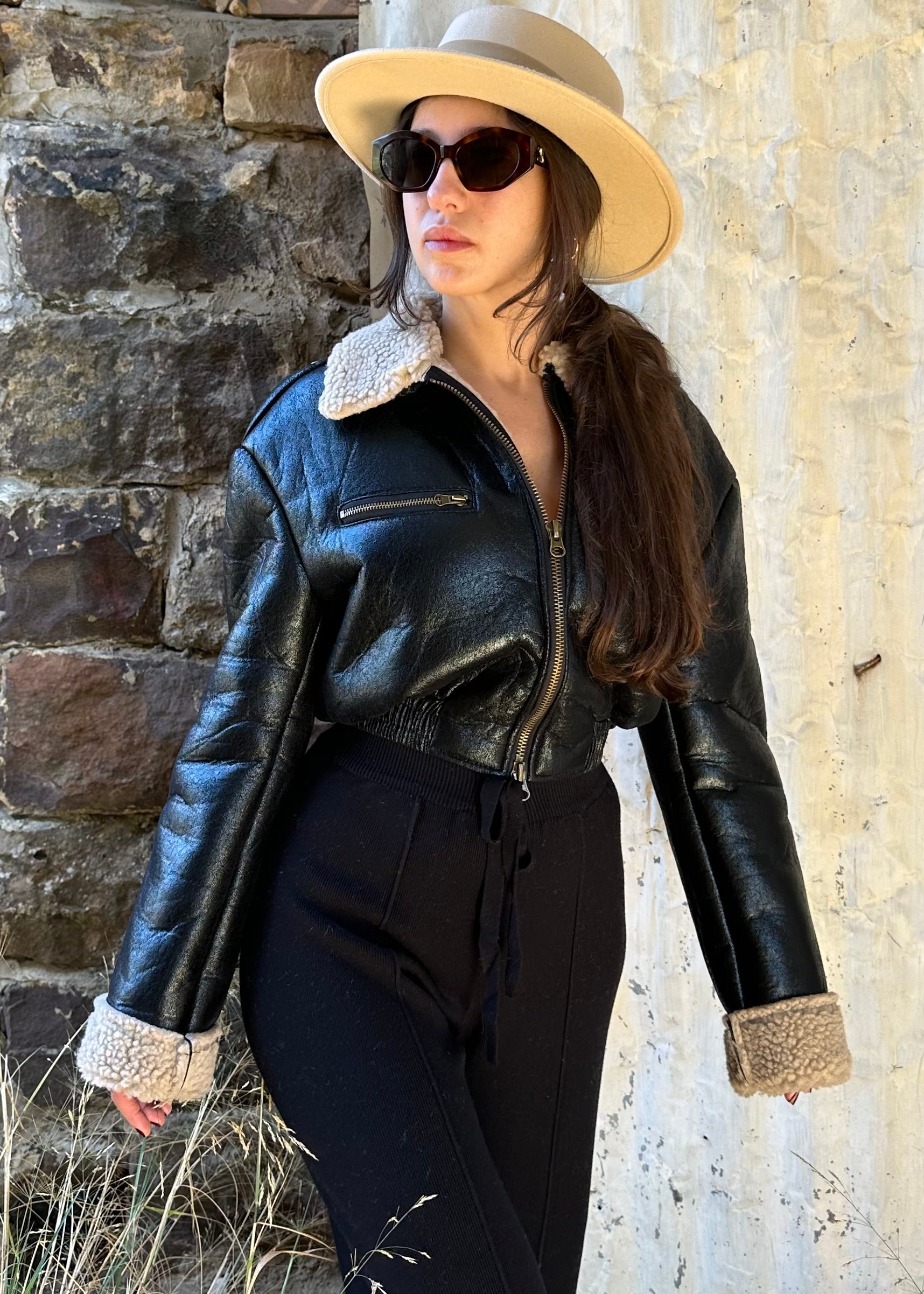 Black Teddy Bomber Jacket