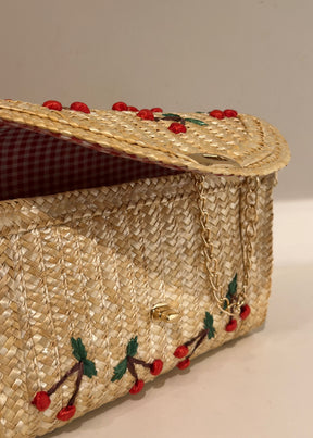 Cerisette Straw Clutch