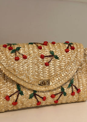 Cerisette Straw Clutch