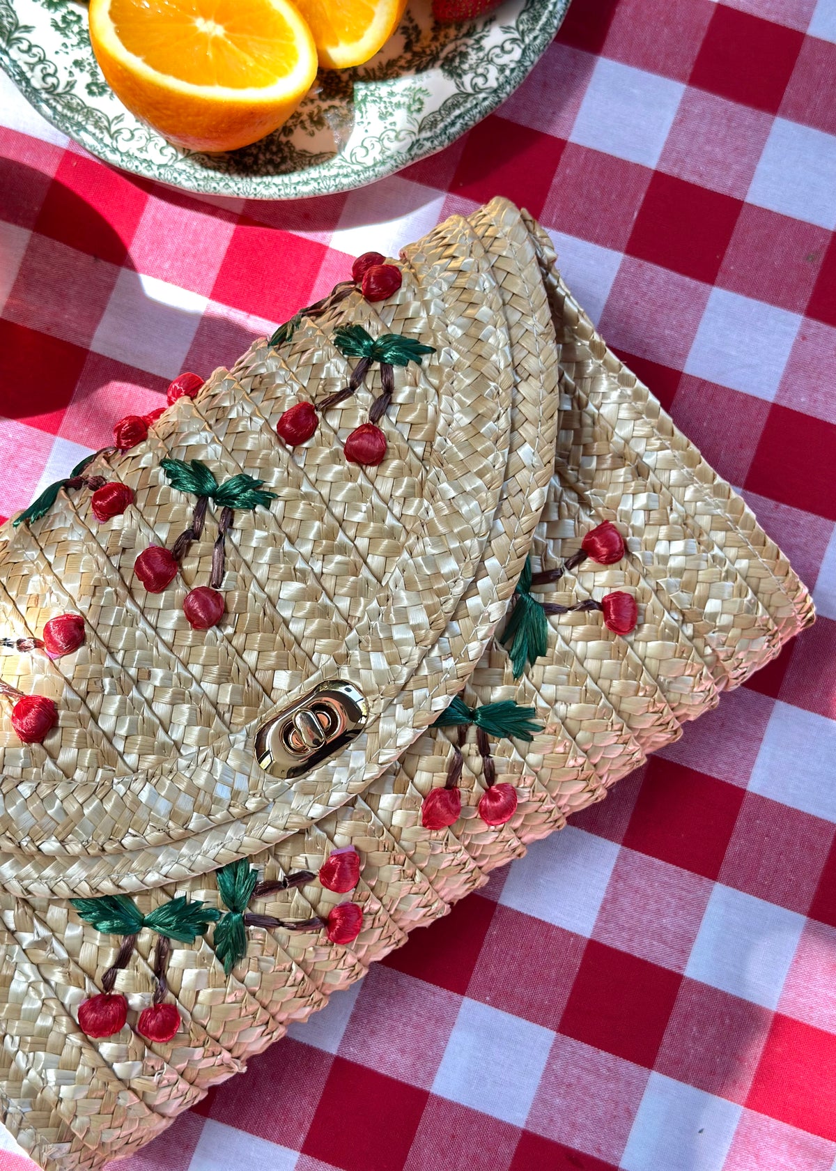 Cerisette Straw Clutch