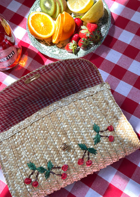Cerisette Straw Clutch