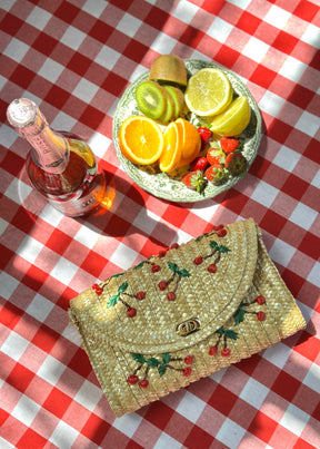 Cerisette Straw Clutch