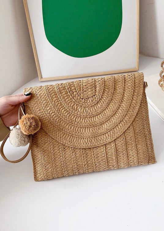 Woven deals straw clutch