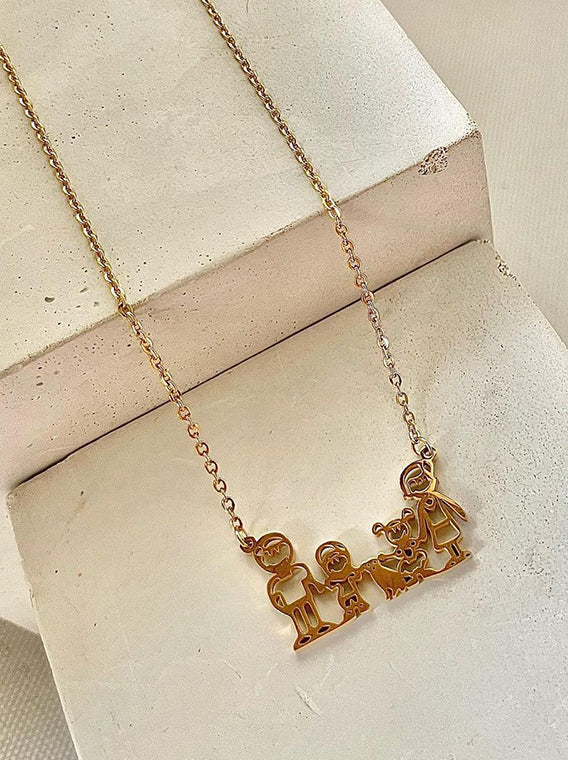 Family of four +🐶 Necklace